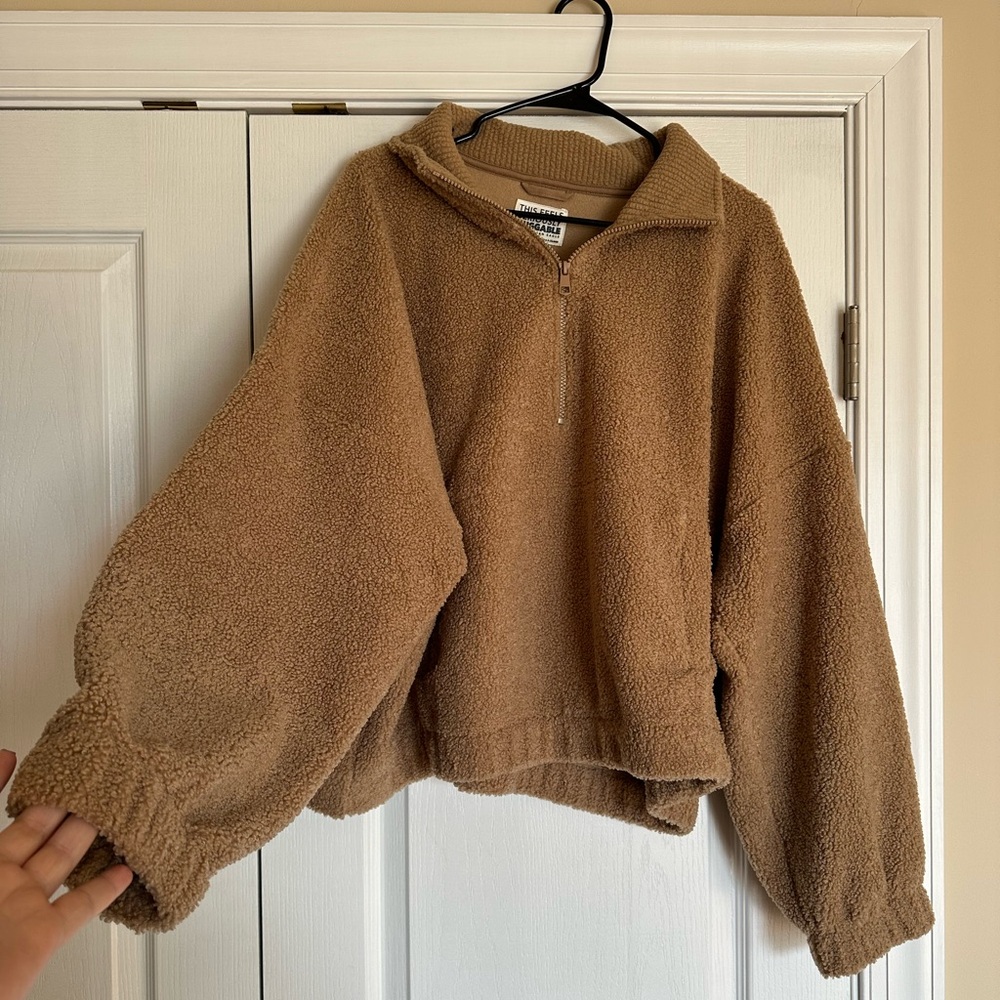 AE Cropped Sherpa Quarter-Zip